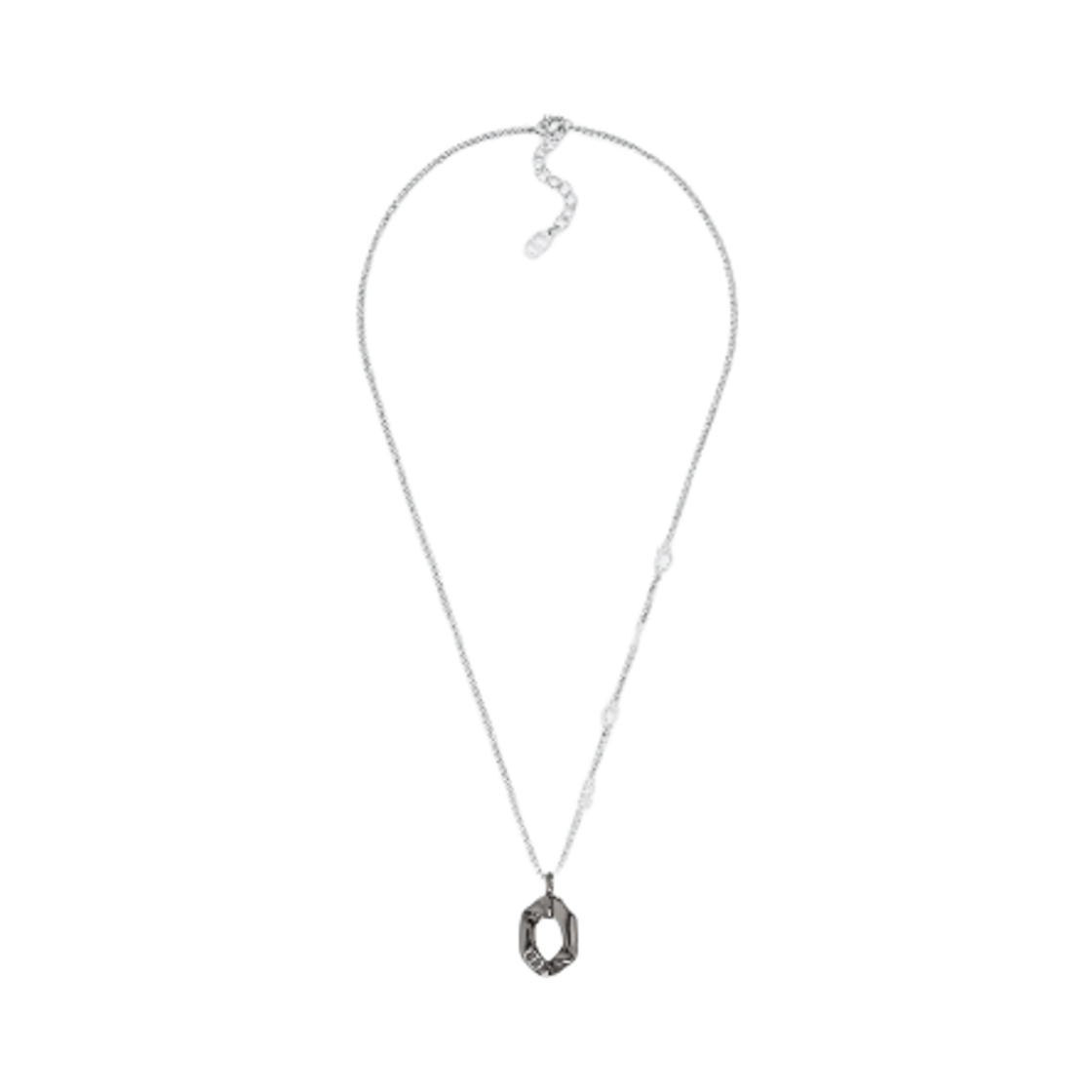 디올 노크 온 우드 펜던트 네클리스 실버 피니쉬 브래스 산토스 우드 앤 화이트 크리스탈(Dior Knock On Wood Pendant Necklace Silver Finish Brass Santos Wood and White Crystals) - 1