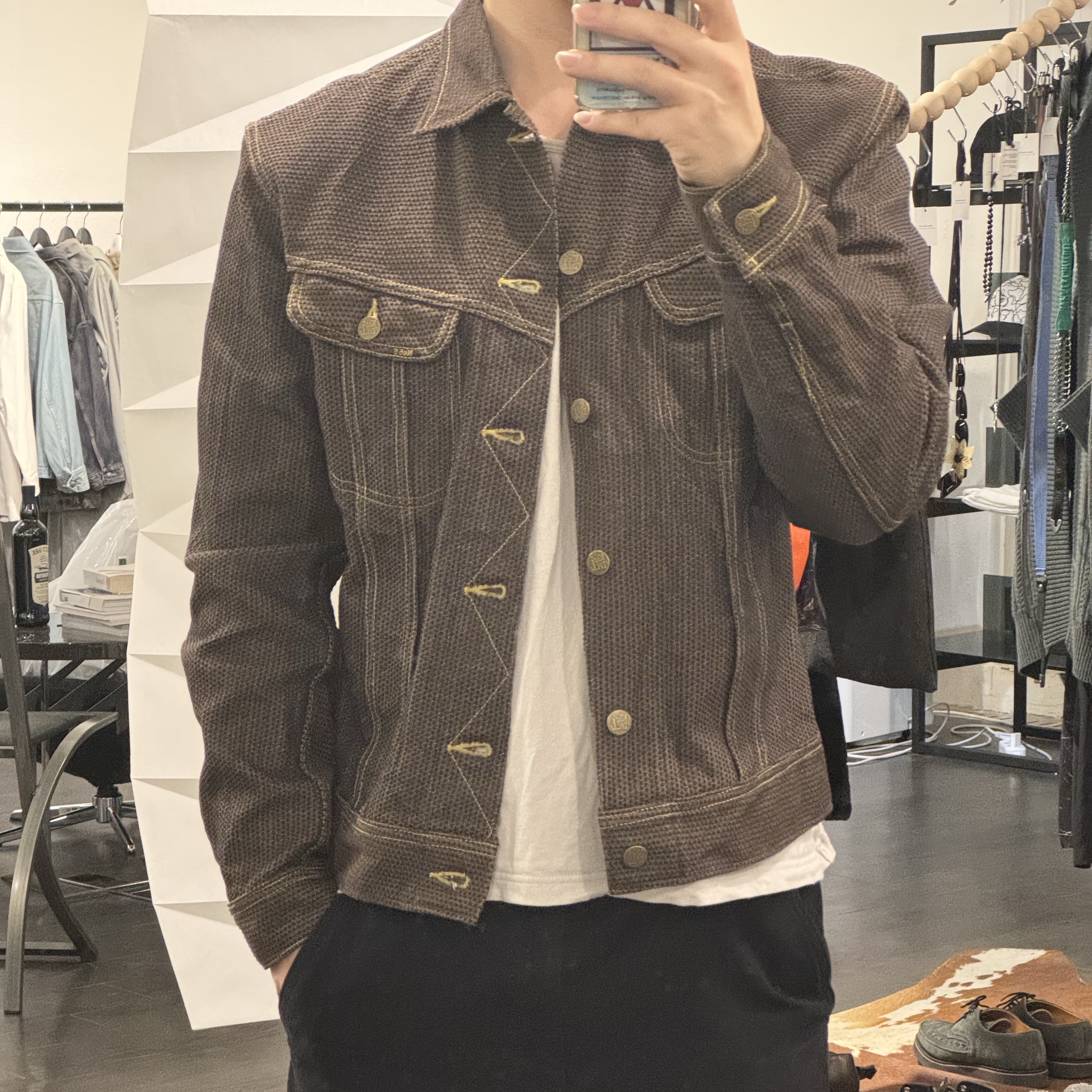 Kapital Century Denim 1st Jacket N5S Brown, Kapital No.5 Century Denim Westerner Jacket Brown 착용 스타일 - 2