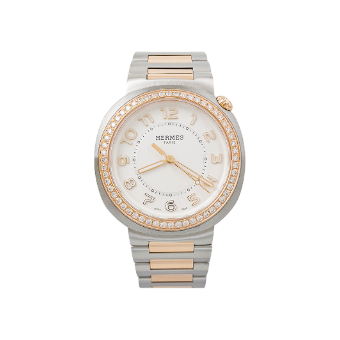 ITAQHJVV3C9K Hermes Cut Watch Large 36mm 18K Rose Gold/Steel Diamond Bezel