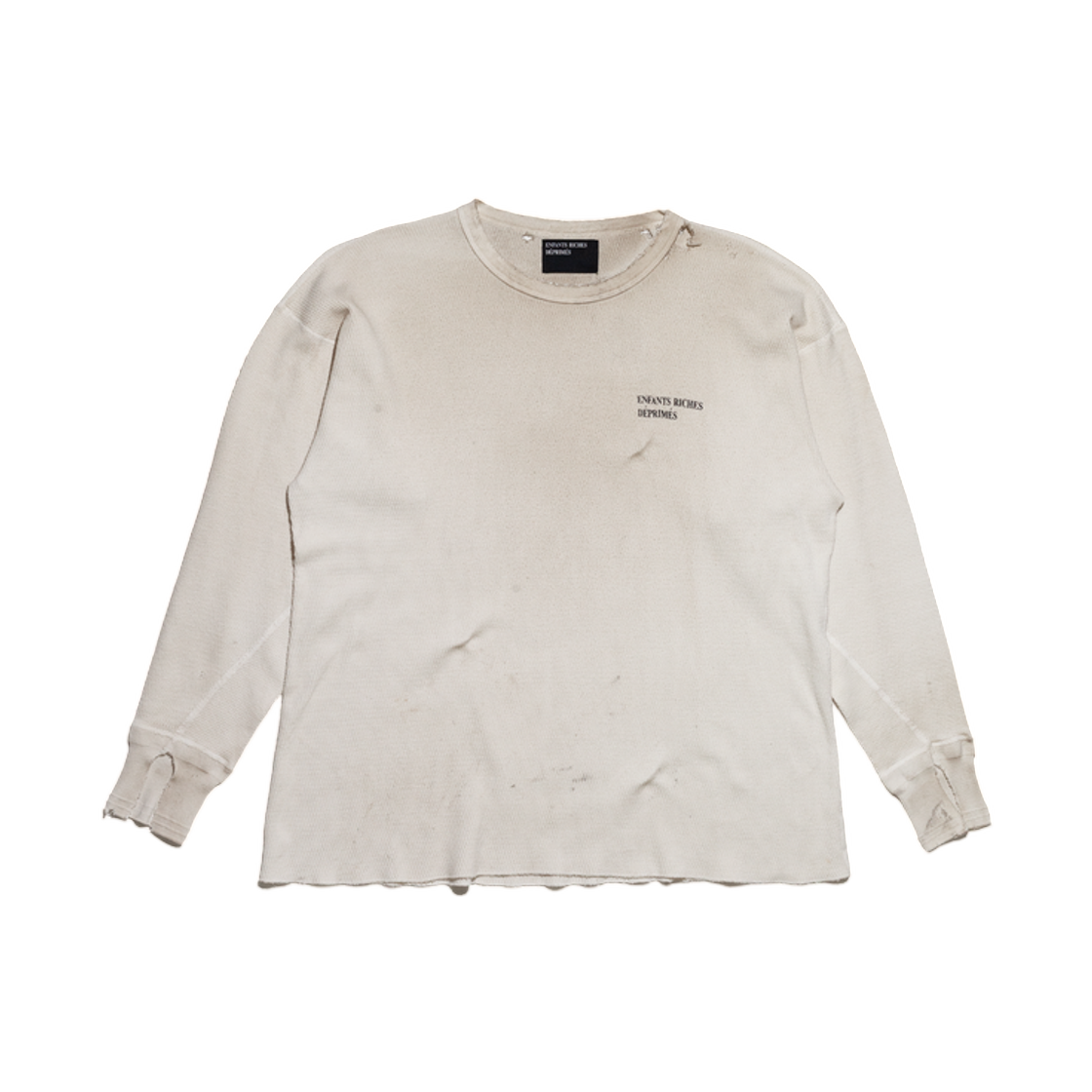 앙팡 리쉬 데프리메 클래식 로고 디스트레스드 써멀 롱 슬리브 더티 화이트(Enfants Riches Deprimes Classic Logo Distressed Thermal Long Sleeve Dirty White) - 1