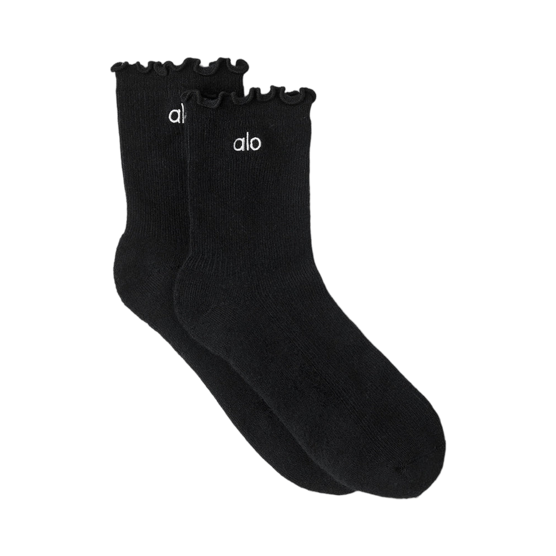 A0660W (W) Alo Yoga Lettuce Edge Sock Black