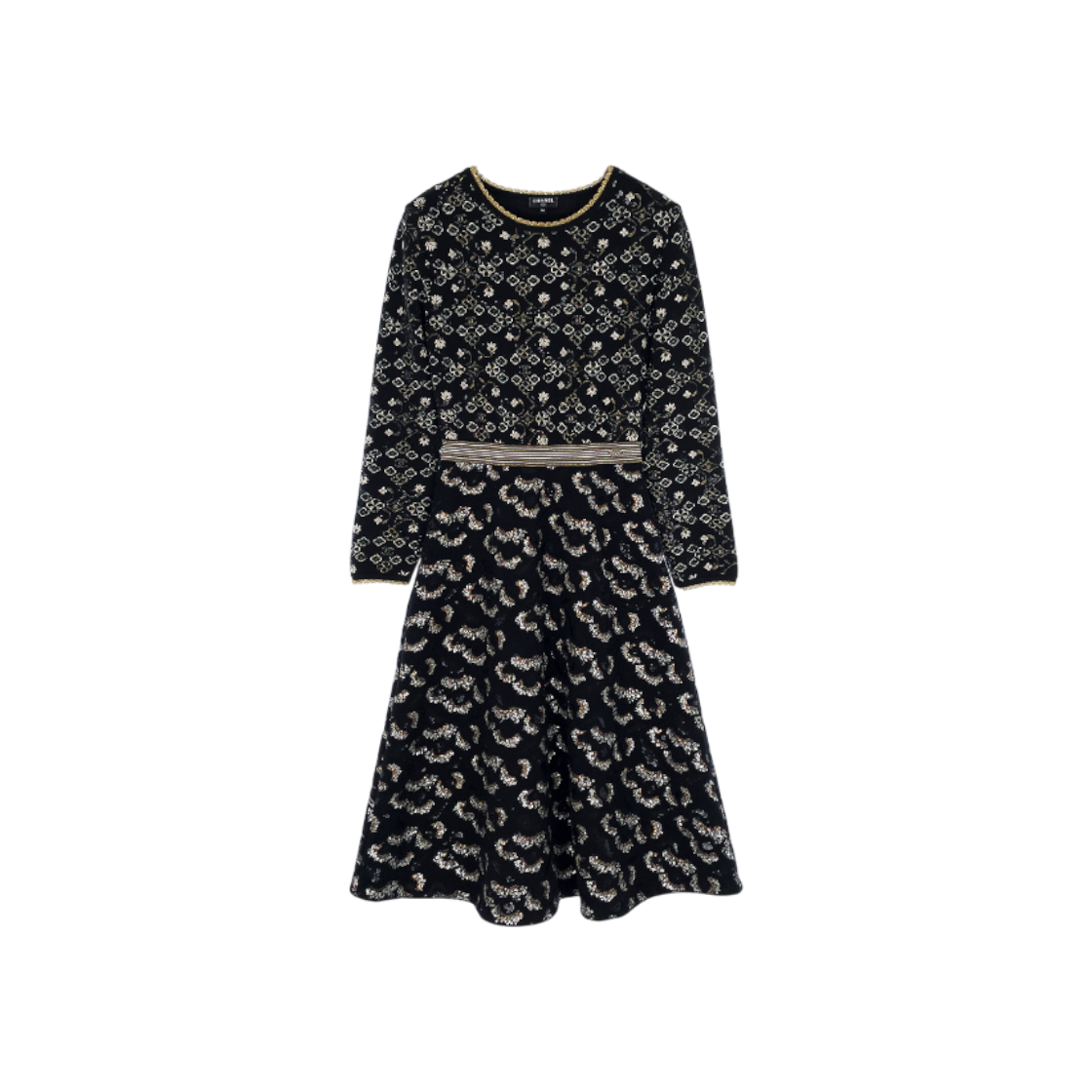 IT4QUWN59BUI Chanel 17A Floral Pattern Long Dress 36 Black, Multi Color