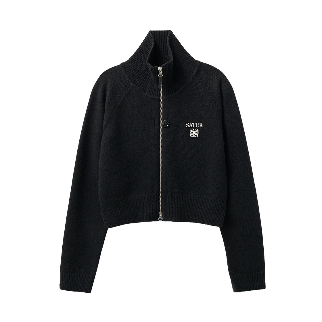 SA253WKC10BLK0 SATUR W Signature Logo Knit Zip-up Black