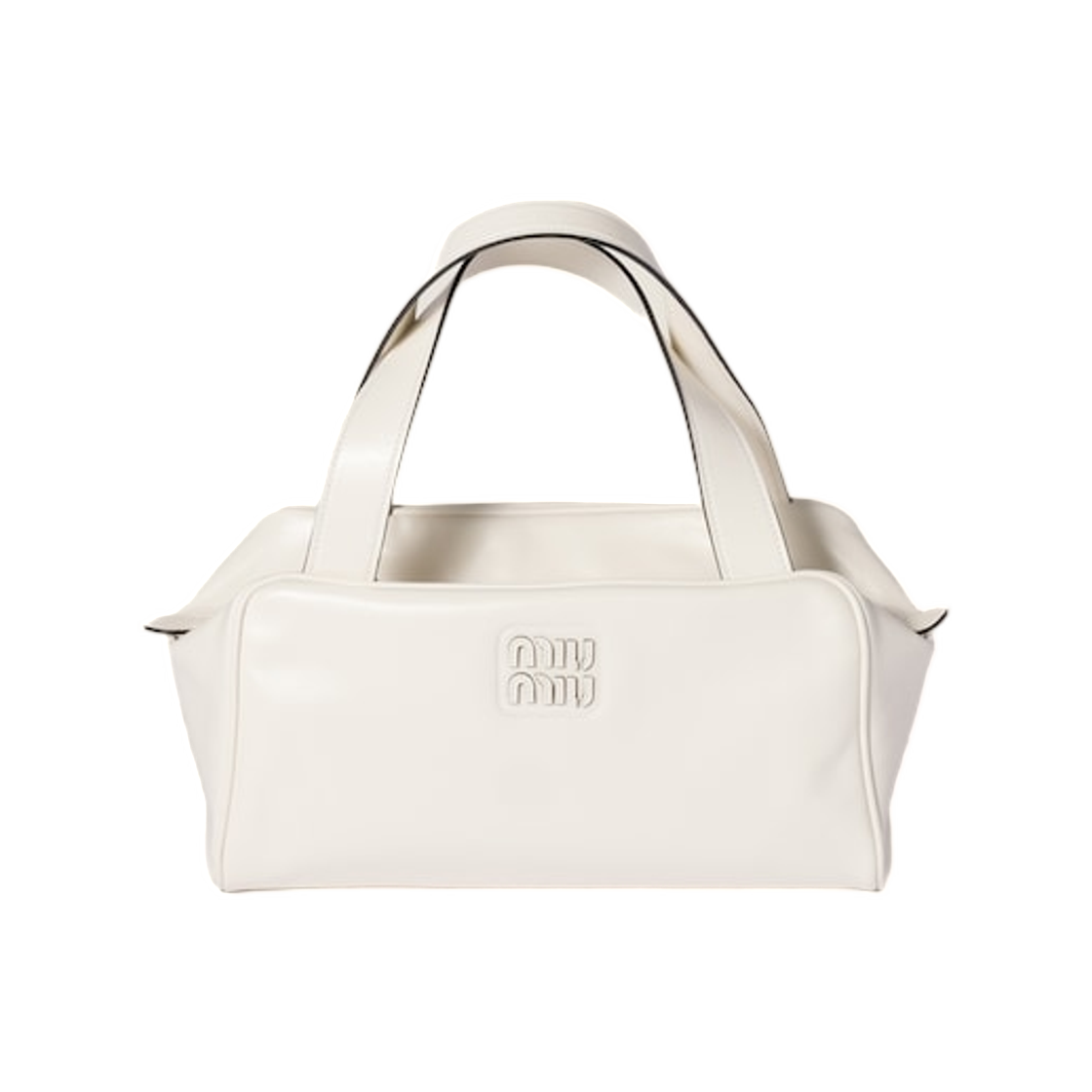 (W) 미우 미우 레더 탑 핸들 백 화이트((W) Miu Miu Leather Top Handle Bag White) - 1