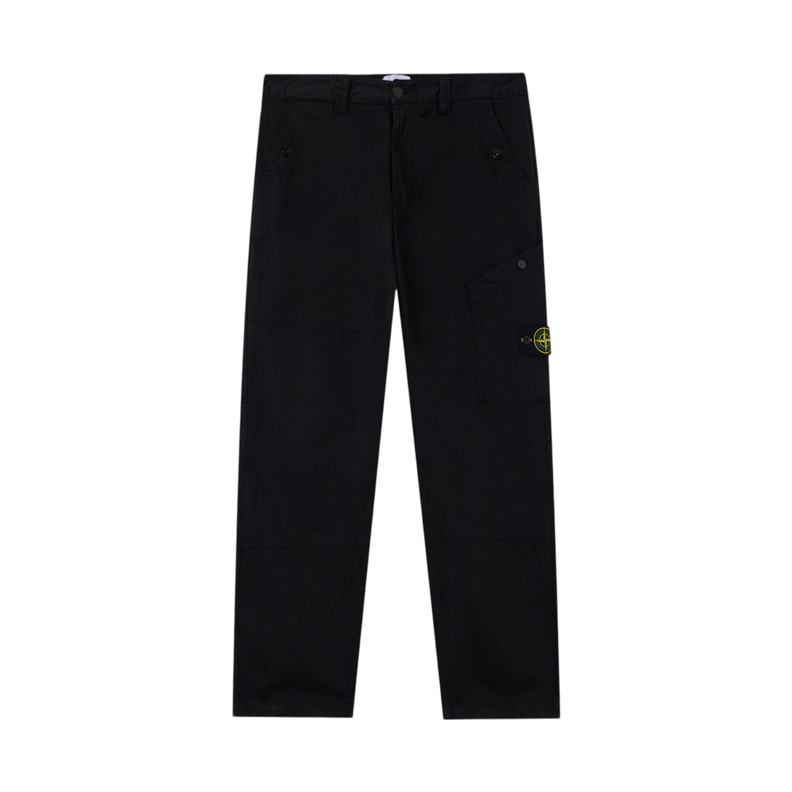 K2S1531000-10S0012-V0029 Stone Island 3100010 Stretch Organic Cotton Satin Regular Fit Trousers with Pockets and Drawstring Cuffs Black - 25FW