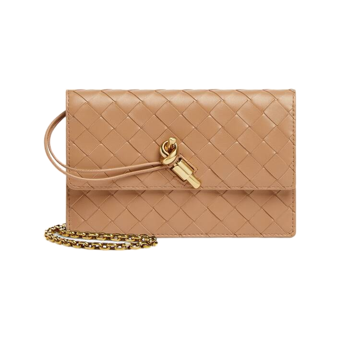 보테가 베네타 안디아모 월렛 온 체인 페일 브라운(Bottega Veneta Andiamo Wallet on Chain Pale Brown)