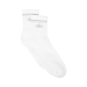 Alo Yoga Unisex Half Crew Throwback Sock White Titanium