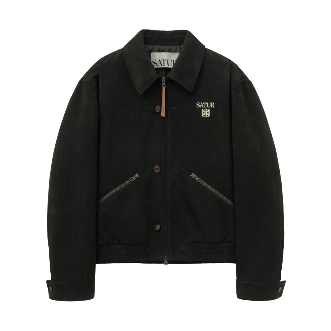 세터 테오 폭스 스웨이드 숏 자켓 파이럿 블랙(SATUR Teo Faux Suede Short Jacket Pirate Black)