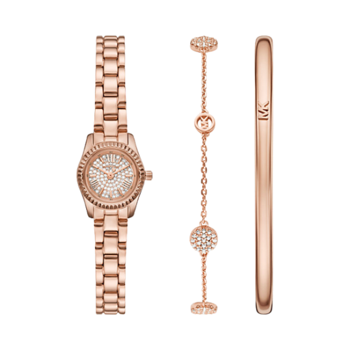 MK4946 (W) Michael Kors Petite Lexington Pave Quartz Three-Hand 13mm Watch and Jewelry Gift Set Rose Gold