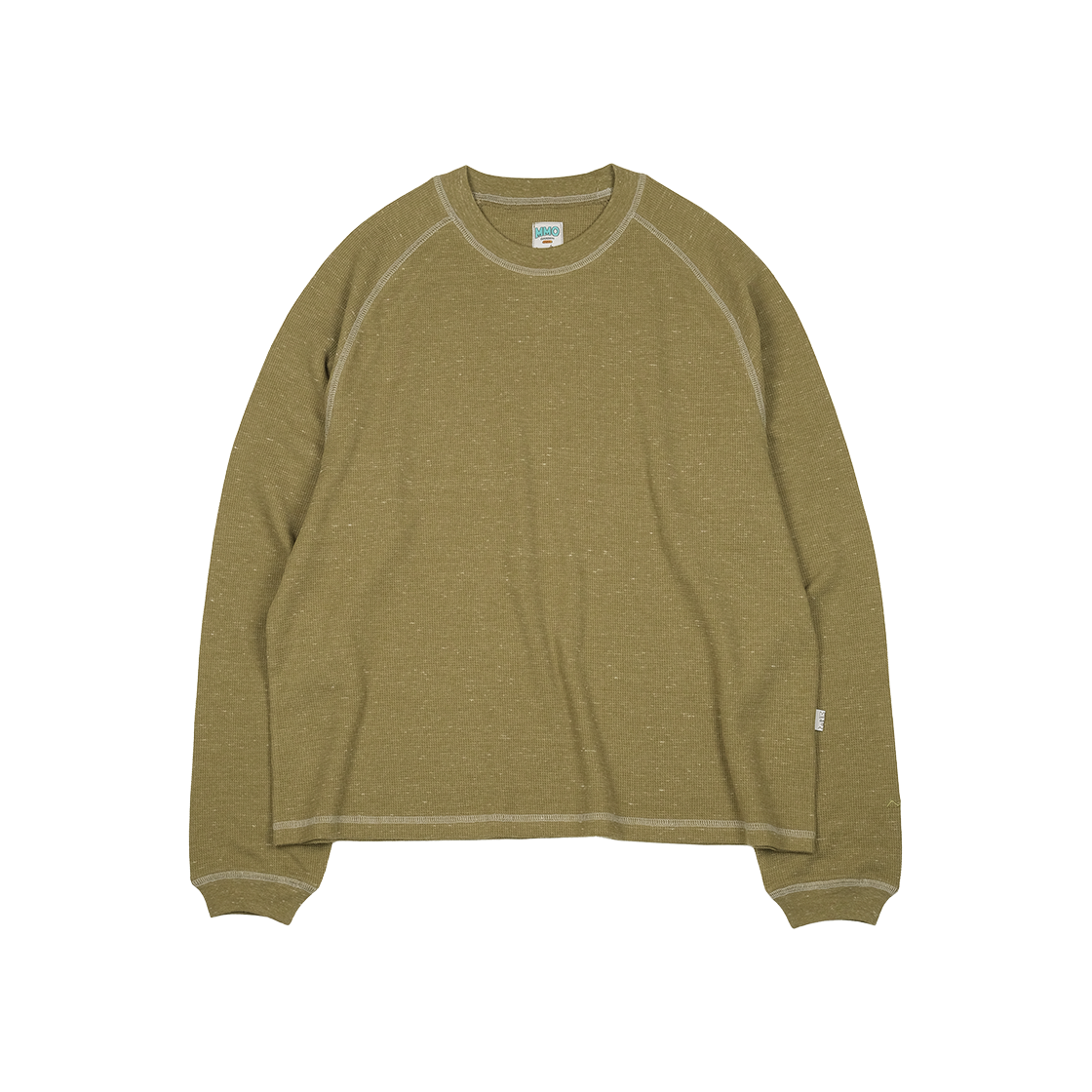A-109 mmogarden Raglan Waffle L/S Tee Olive