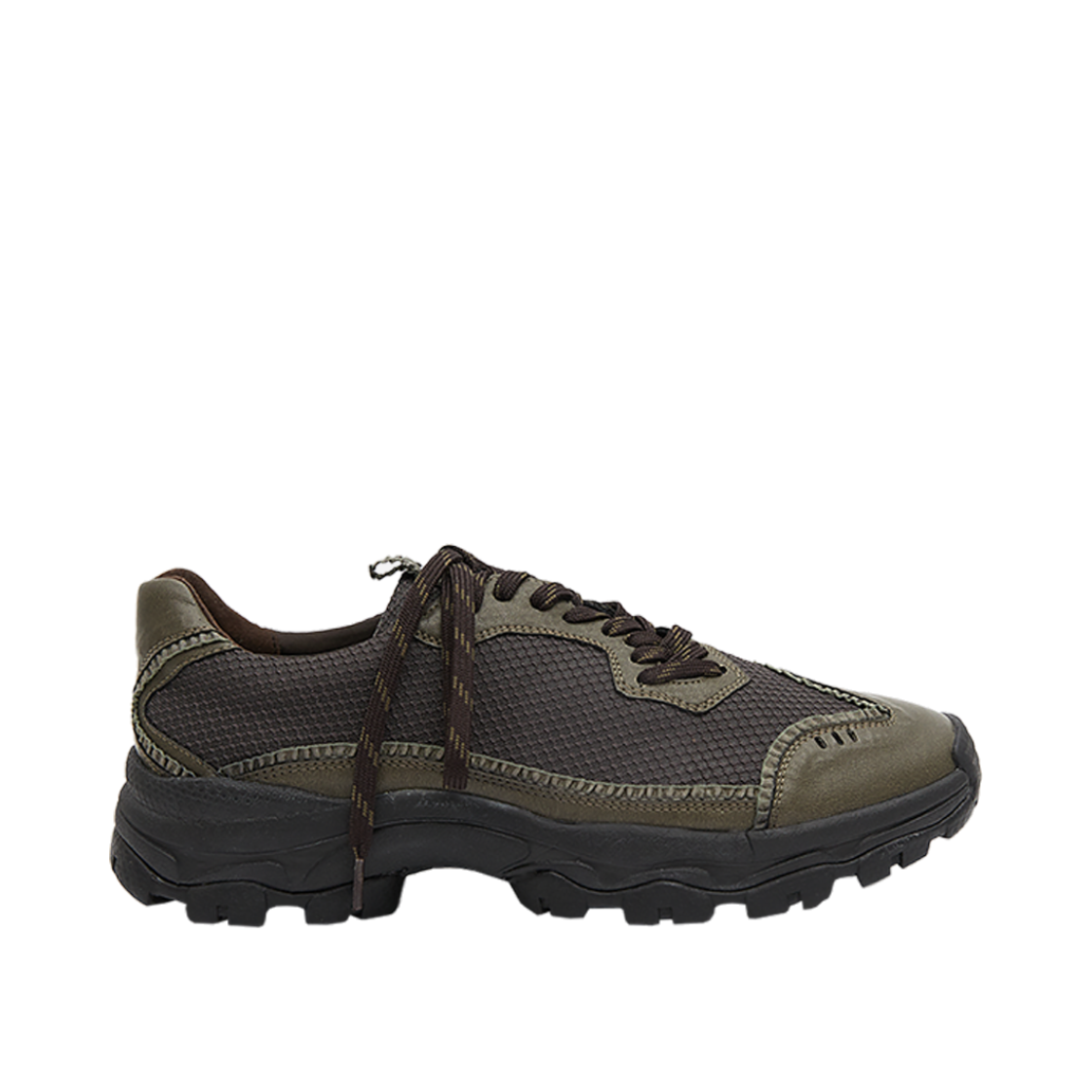 네거티브쓰리 커브드 레이스 스니커즈 애쉬 카키