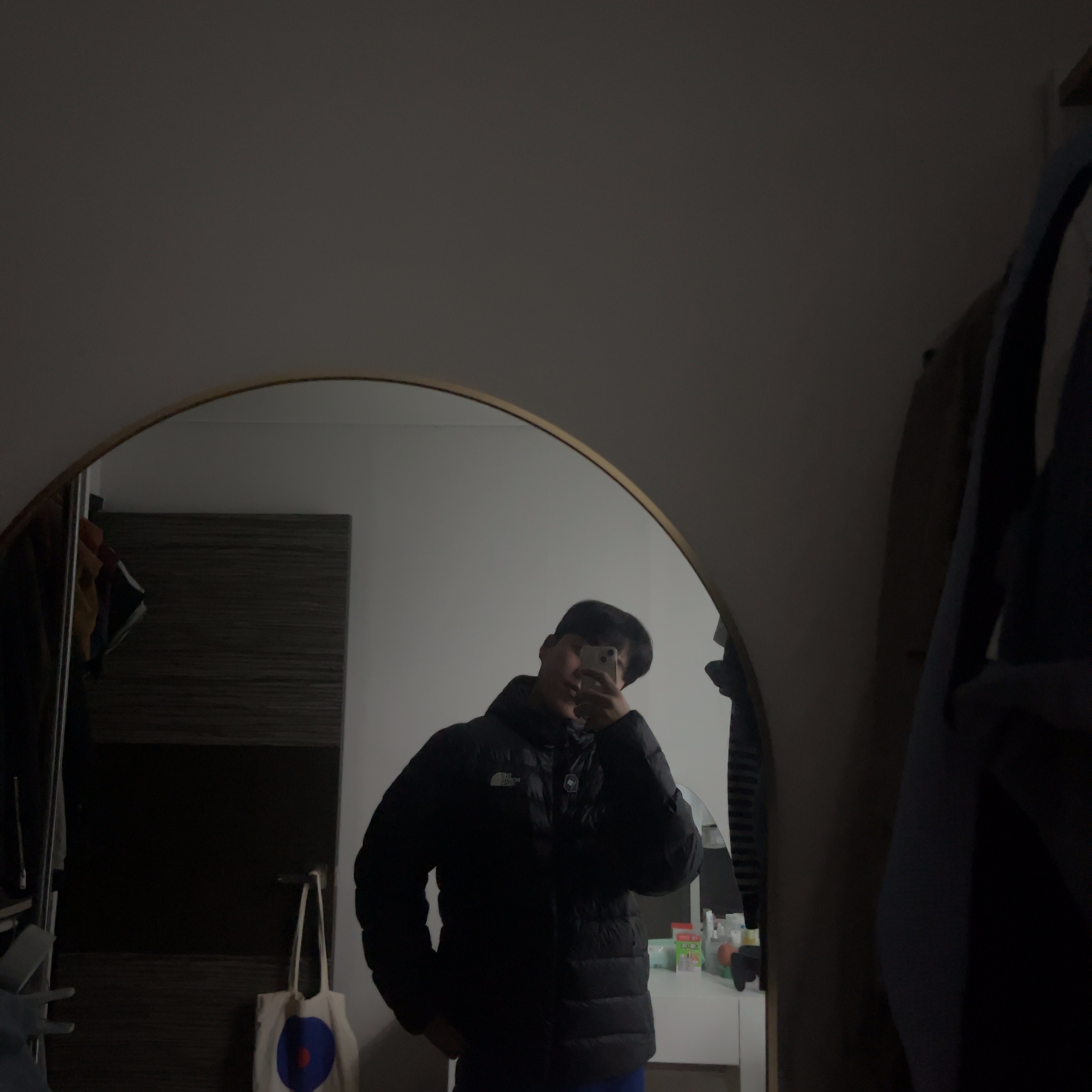 The North Face Matier EX RDS Down Hoodie Black 착용 스타일