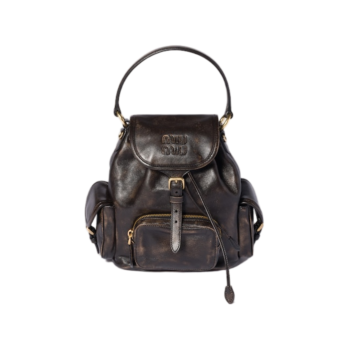 5BZ043-AF6P-F0201 (W) Miu Miu Leather Backpack Coffee
