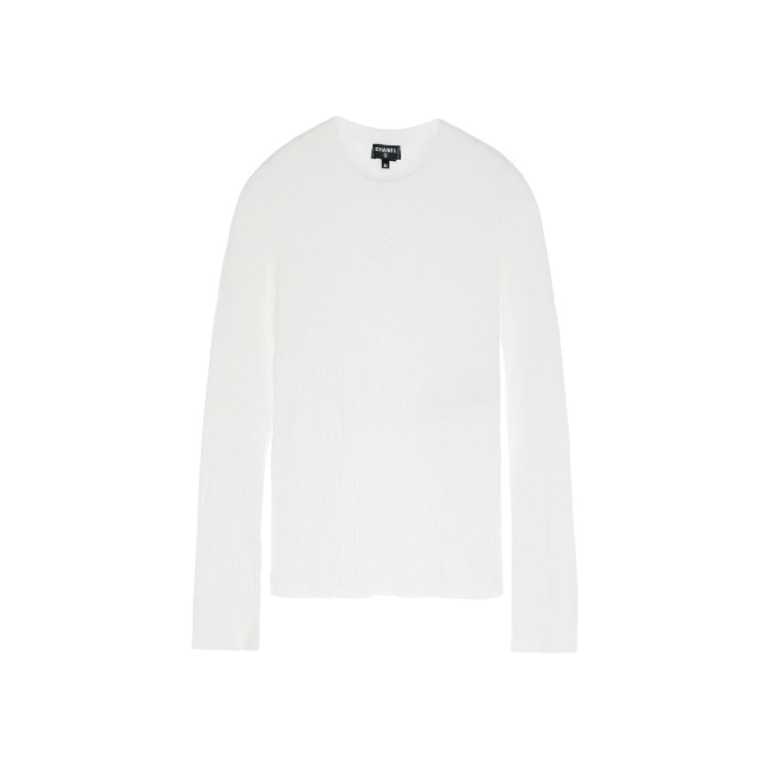 ITP72R69FVE9 Chanel 25B CC Logo Ribbed Long Sleeve Top 36 White