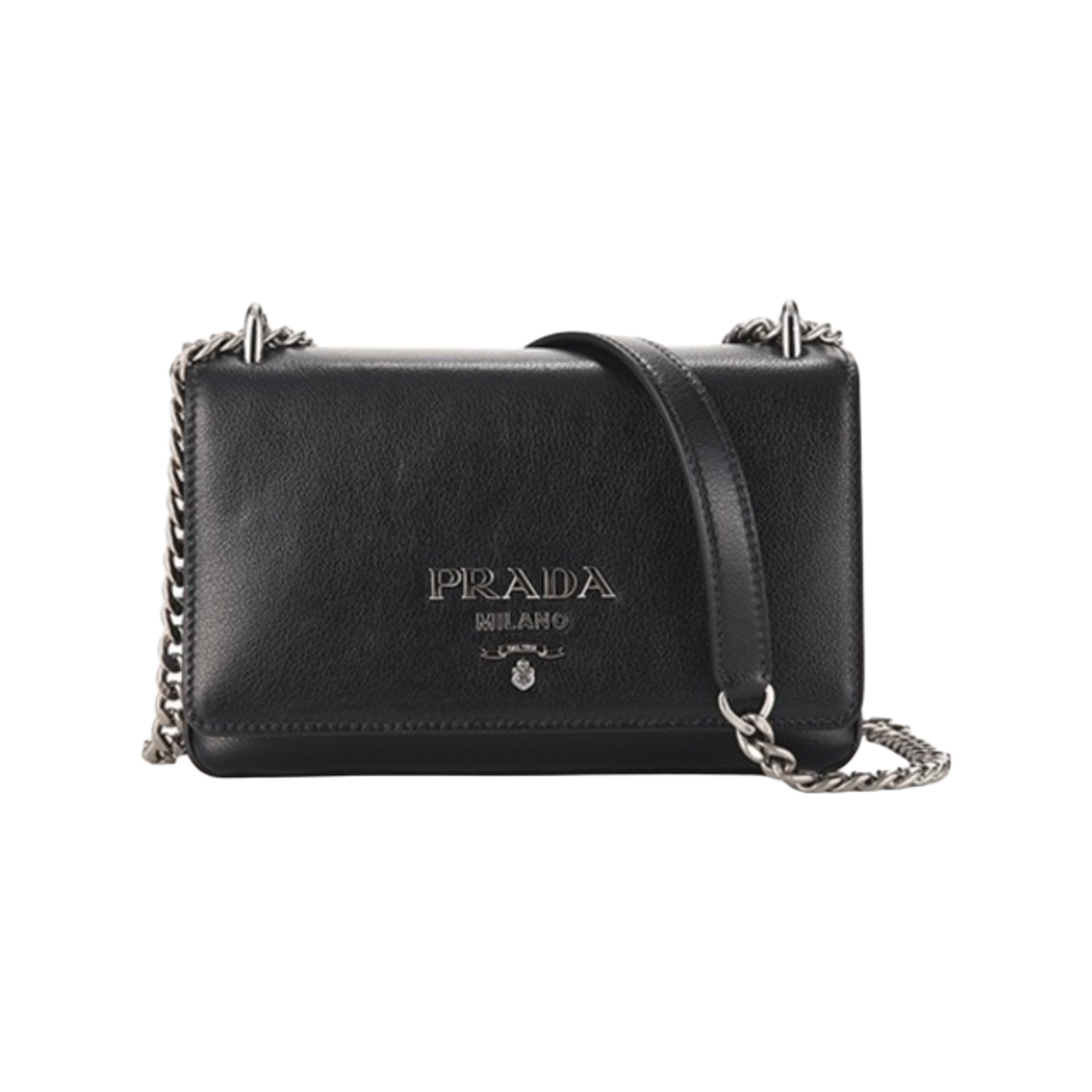 1BD144-2EBJ-F0002 Prada Chain Soft Leather Shoulder Bag Black