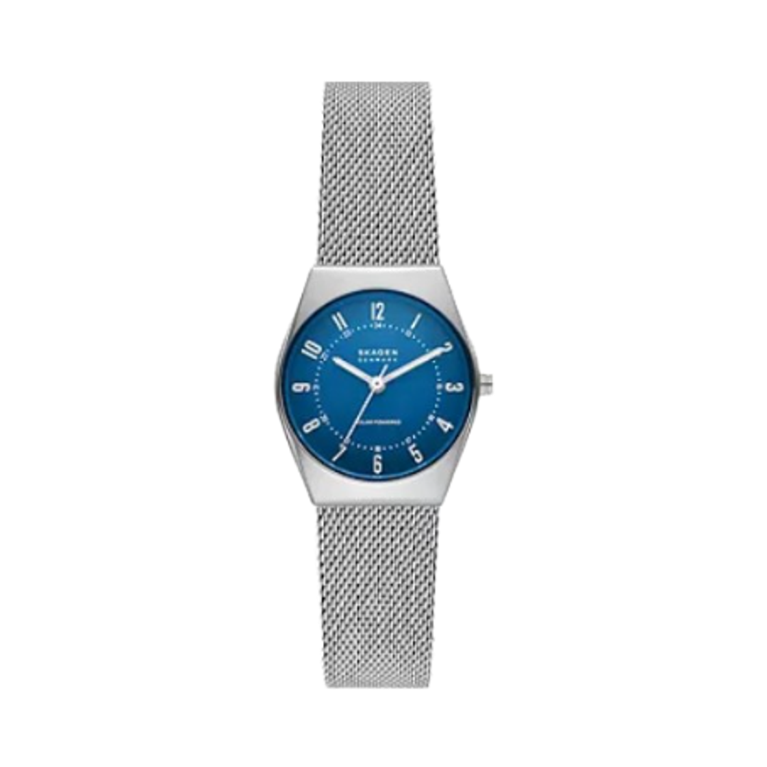 스카겐 그레넨 릴리 솔라 파워 쓰리핸드 26mm 오션 블루 스테인리스 스틸 메쉬 실버(Skagen Grenen Lille Solar Powered Three-Hand 26mm Ocean Blue Stainless Steel Mesh Silver)