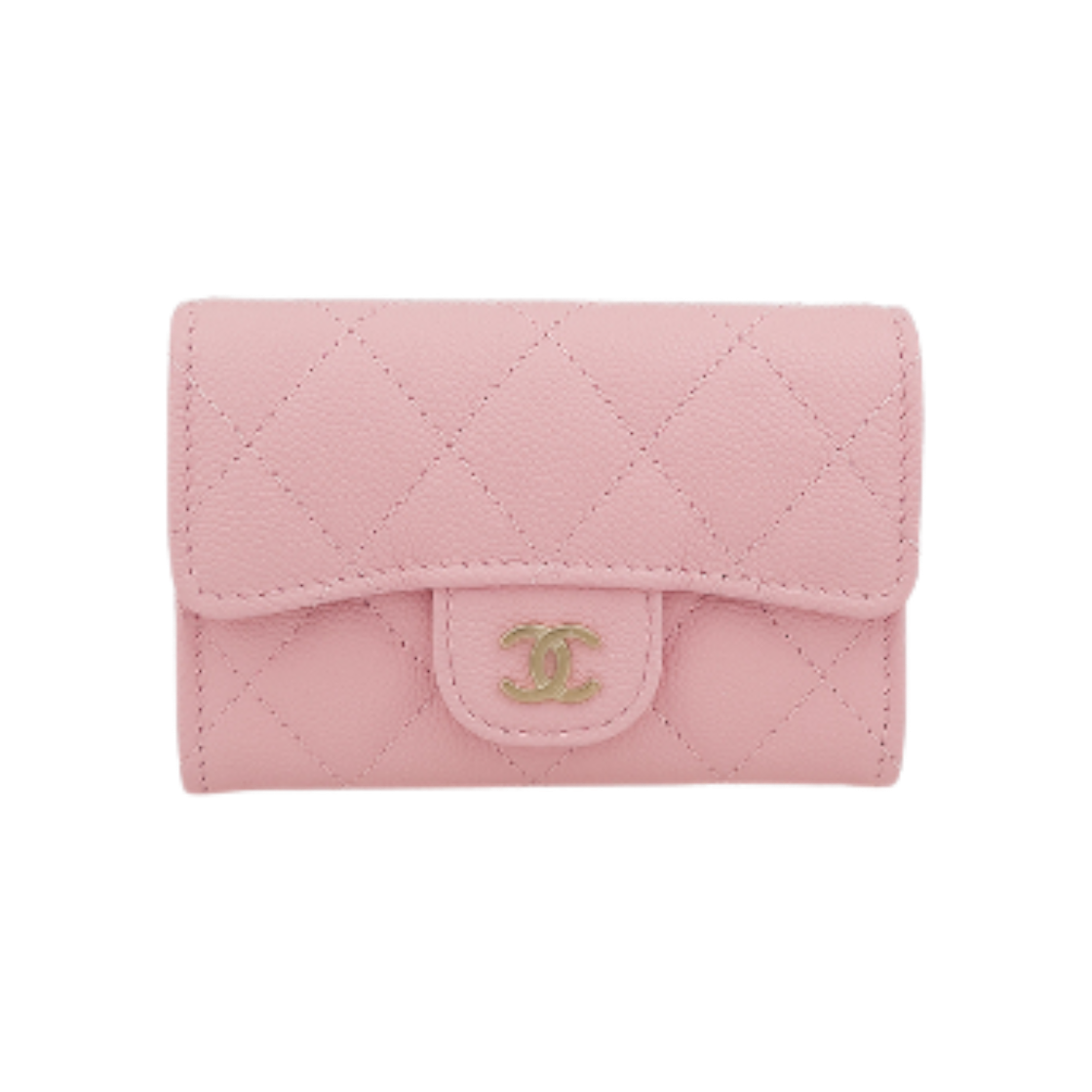 ITW34PN8LWEL Chanel Classic Zip Card Holder in Light Pink and Champagne Gold Caviar
