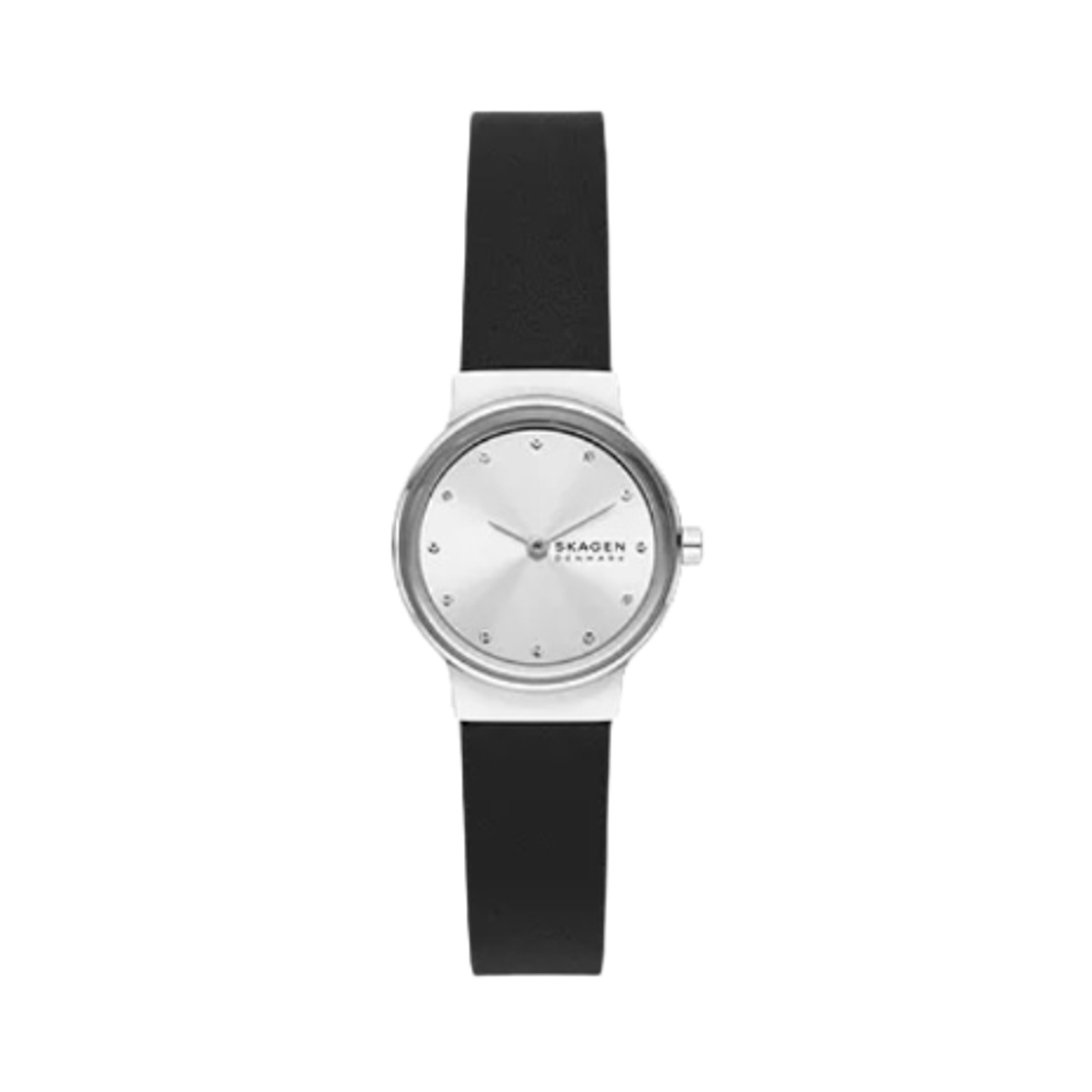 스카겐 프레자 릴리 쿼츠 투핸드 26mm 실버 서브 세컨드 레더 블랙(Skagen Freja Lille Quartz Two-Hand 26mm Silver Sub-Second Leather Black)