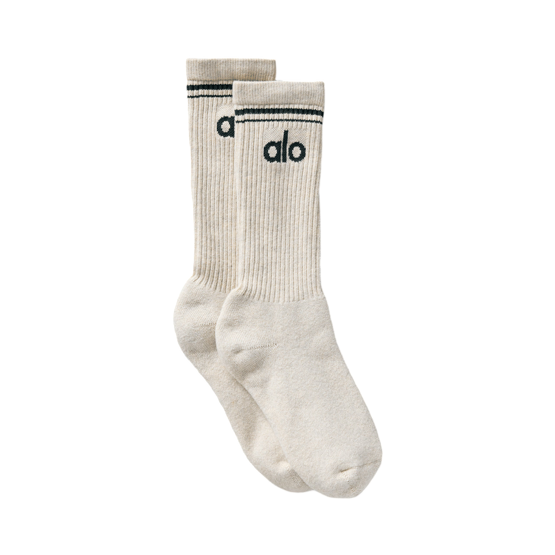 A0357U Alo Yoga Unisex Throwback Sock Oatmeal Heather Charcoal Green