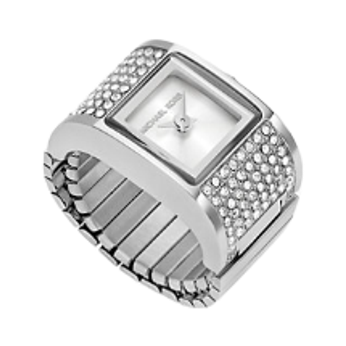 (W) 마이클 코어스 다링턴 파베 쿼츠 투핸드 12.5mm 링 워치 스테인리스 스틸 실버((W) Michael Kors Darrington Pave Quartz Two-Hand 12.5mm Ring Watch Stainless Steel Silver)