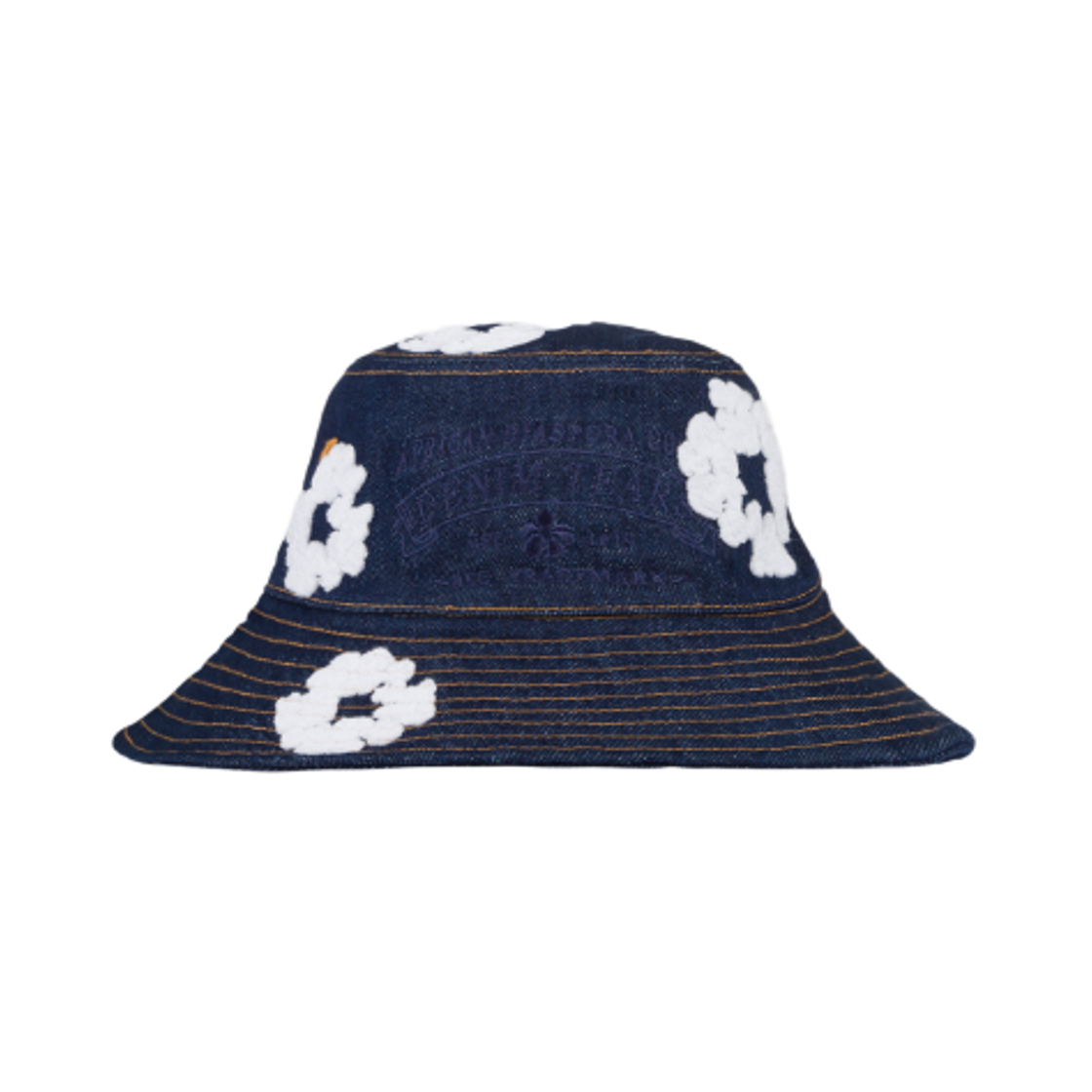 - Denim Tears Denim Cotton Wreath Bucket Hat Washed Indigo
