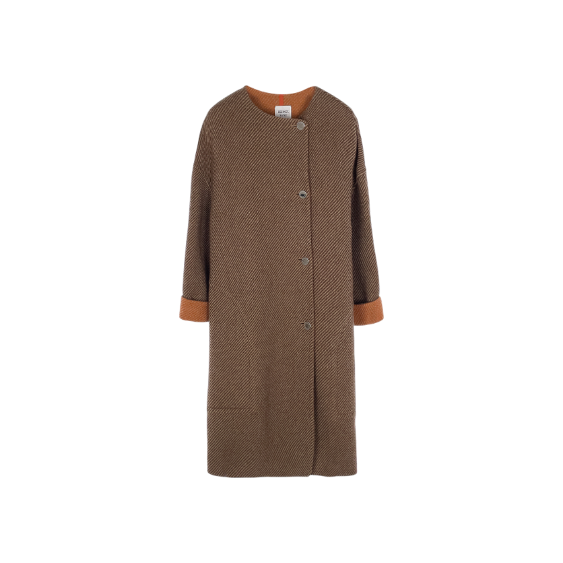 ITGRTJM8W8R4 Brown Collarless Wool Coat, Size 38