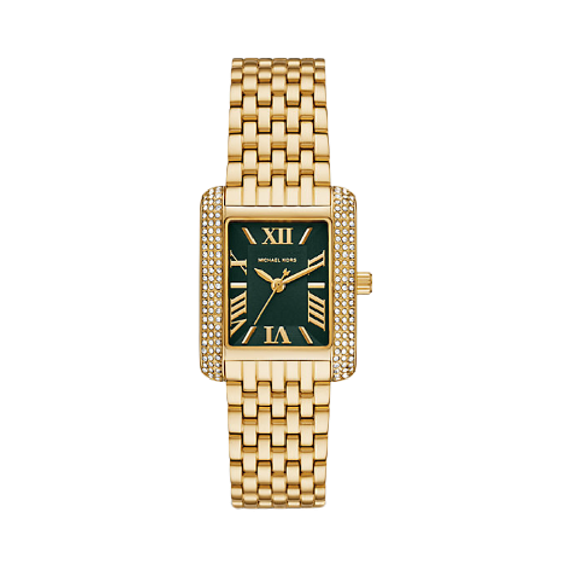 (W) 마이클 코어스 쁘띠 에머리 파베 쿼츠 쓰리핸드 27mm 스테인리스 스틸 골드((W) Michael Kors Petite Emery Pave Quartz Three-Hand 27mm Stainless Steel Gold)