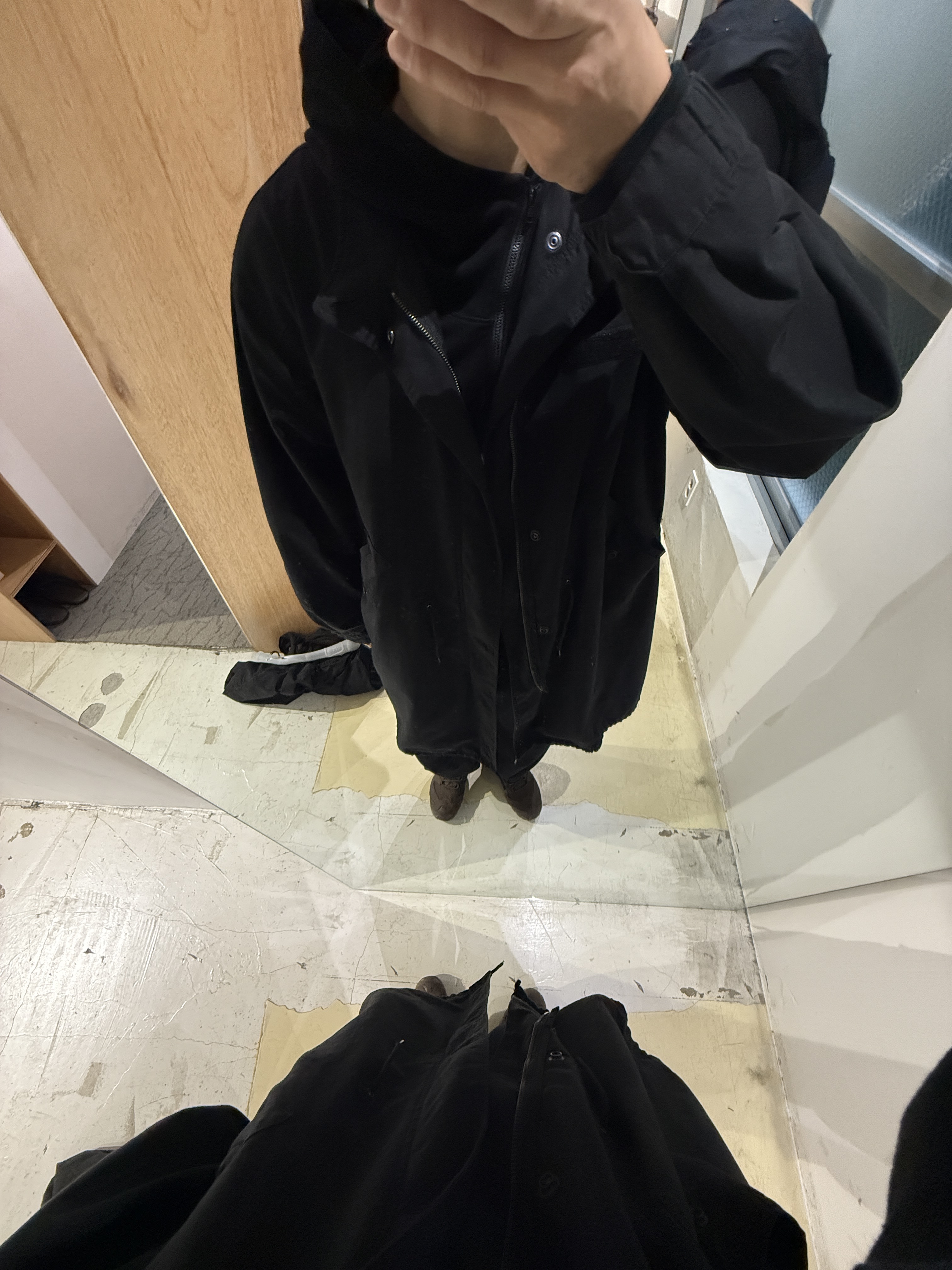 Hatchingroom Mods Parka Washed Black 착용 스타일 - 2