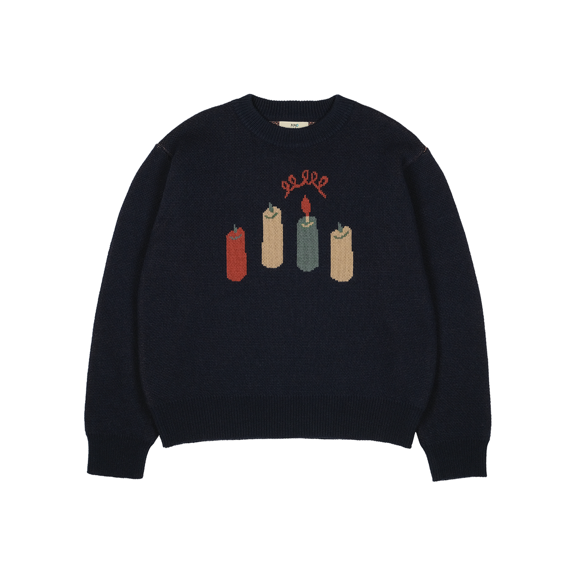 A-107 mmogarden W Candle Jacquard Knit Navy