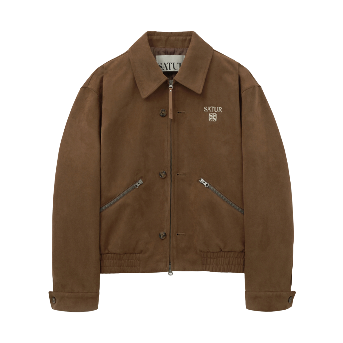 SA253MJP03BRN0 SATUR Teo Faux Suede Short Jacket Camel Brown