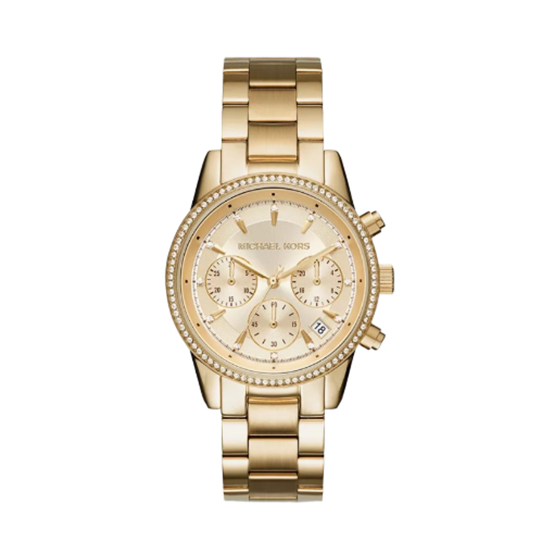 (W) 마이클 코어스 리츠 쿼츠 37mm 스테인리스 스틸 옐로우 골드((W) Michael Kors Ritz Quartz 37mm Stainless Steel Yellow Gold)