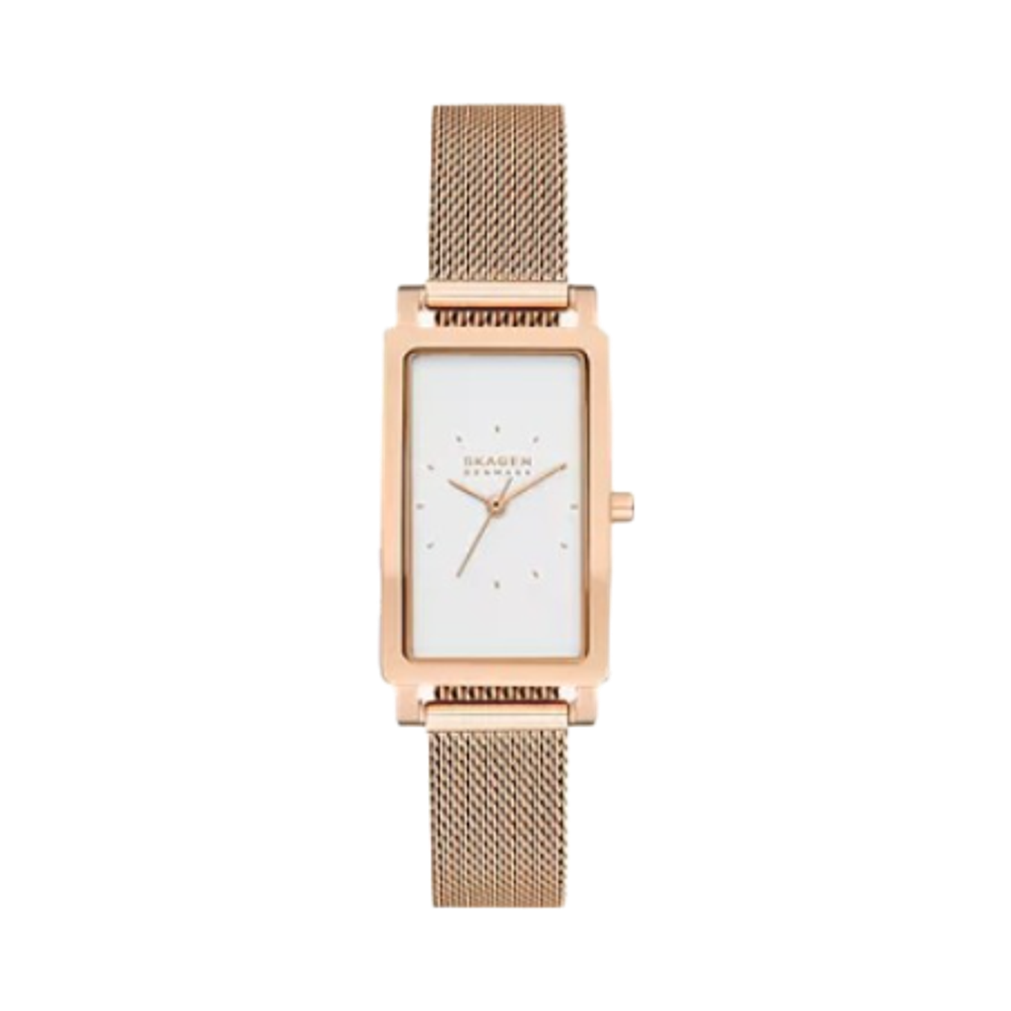 스카겐 하겐 릴리 쿼츠 쓰리핸드 22mm 화이트 스테인리스 스틸 메쉬 로즈 골드(Skagen Hagen Lille Quartz Three-Hand 22mm White Stainless Steel Mesh Rose Gold) - 1