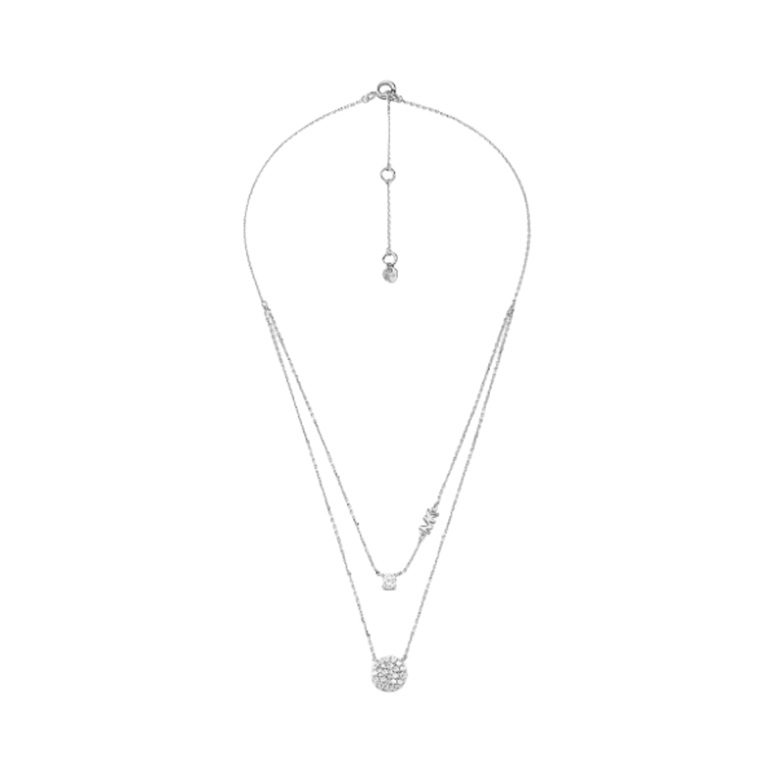 (W) 마이클 코어스 스털링 실버 더블 레이어드 네클리스 실버((W) Michael Kors Sterling Silver Double Layered Necklace Silver) - 2