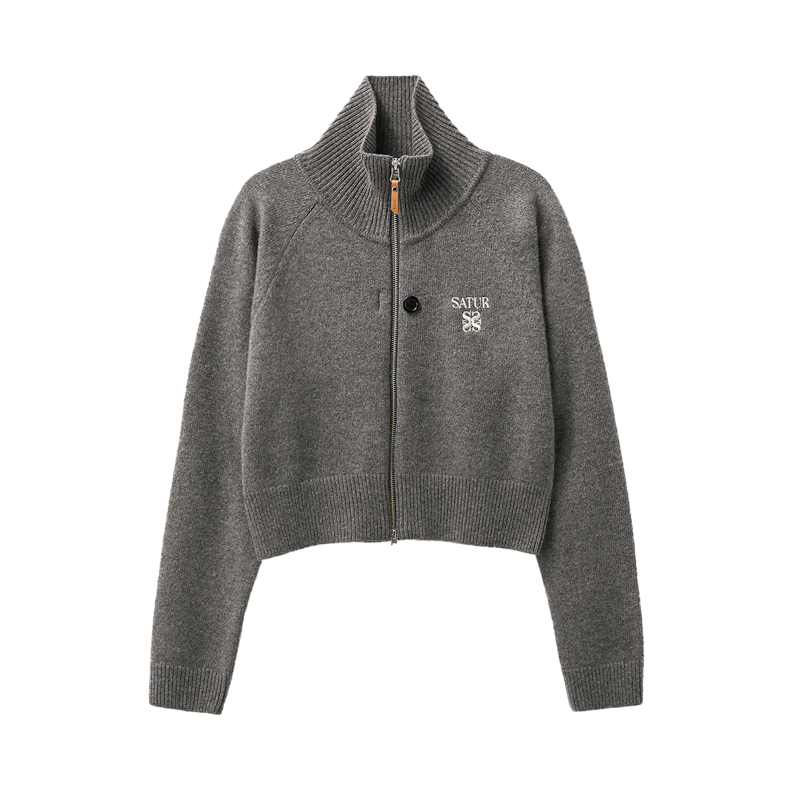 SA253WKC10DGY0 SATUR W Signature Logo Knit Zip-up Deep Gray