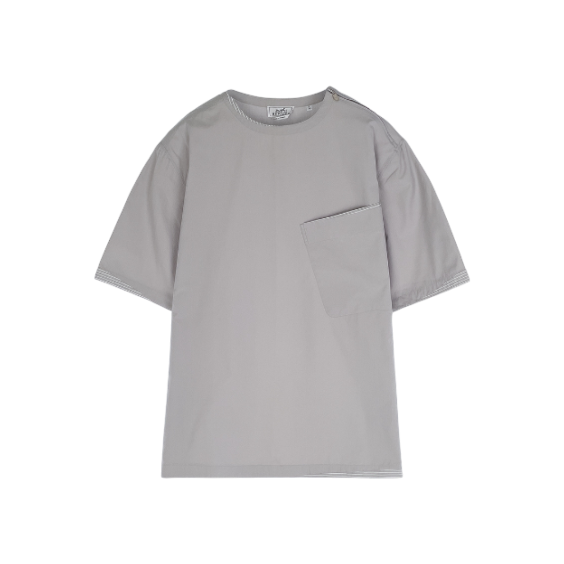 ITHBSM53IIG5 Hermes Men's Poplin Zip T Shirt 41 Gray