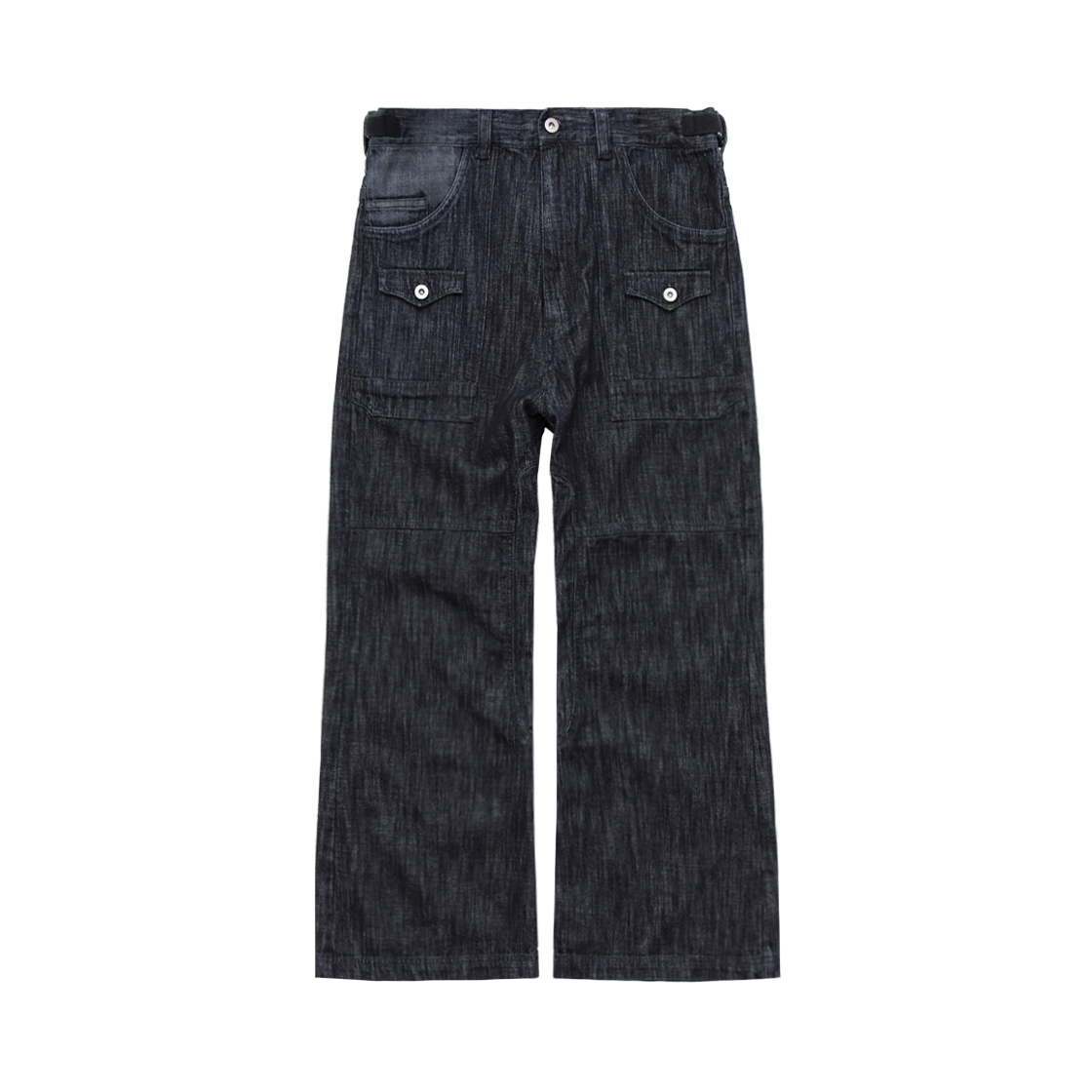 PL5LDN9001IS Polyteru Flare Cargo Denim Slub Indigo