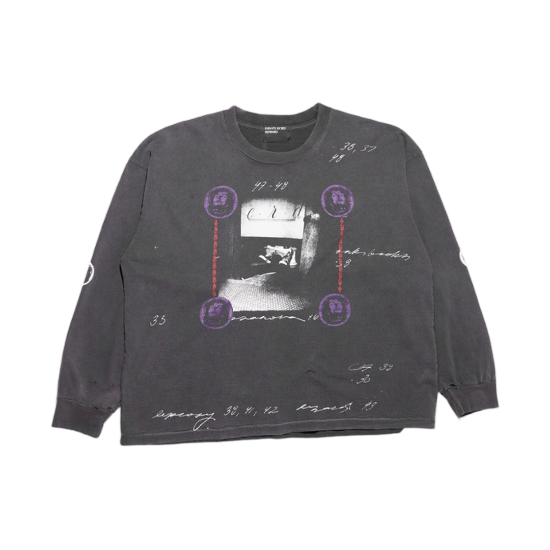 앙팡 리쉬 데프리메 배스룸 스톨 롱 슬리브 티셔츠 빈티지 블랙(Enfants Riches Deprimes Bathroom Stall Long Sleeve T-Shirt Vintage Black) - 1