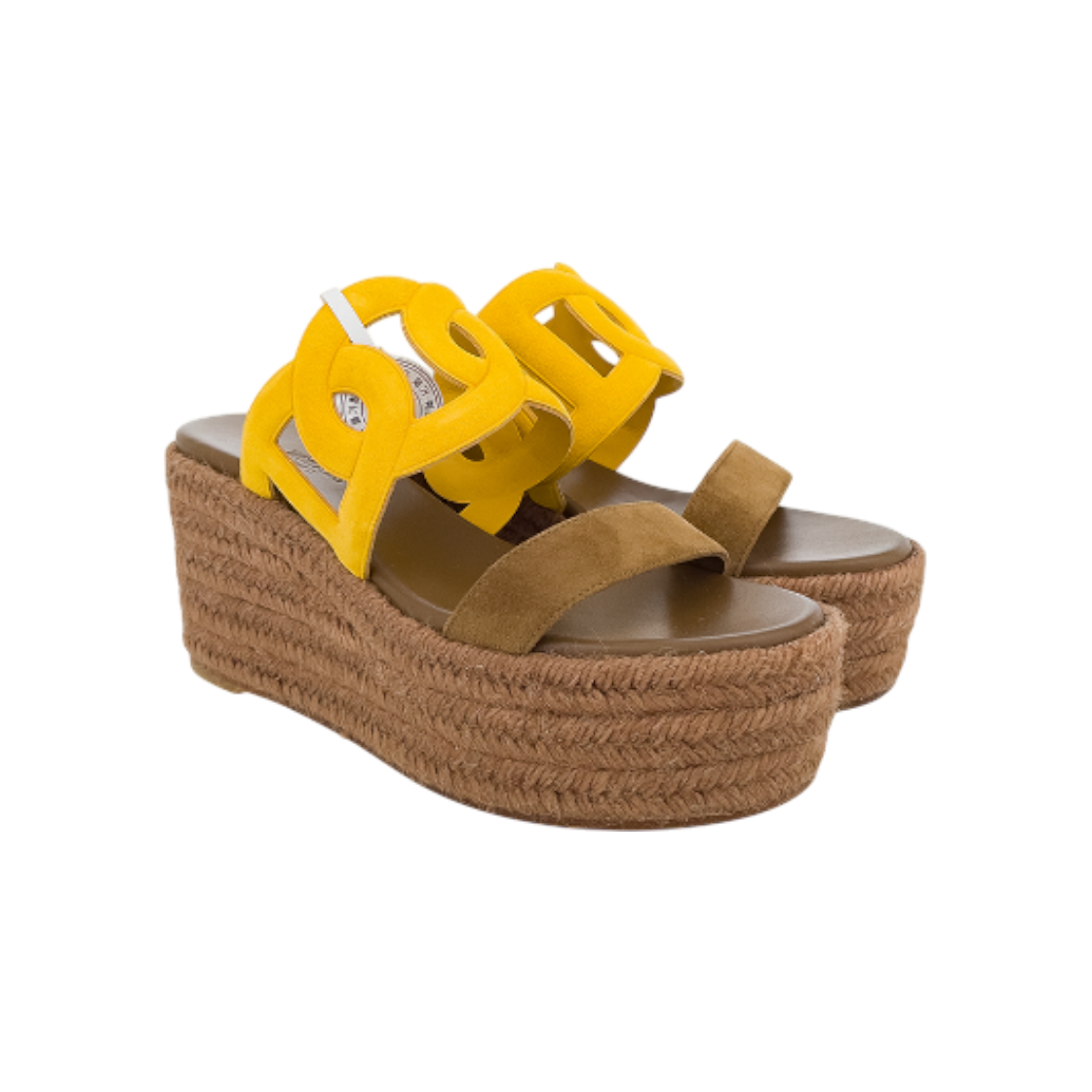 에르메스 에스파드리유 웨지힐 36 존토파즈/브랭퓨메(5HA0954)(Hermes Espadrille Wedge Heel 36 in Jonquille/Bran Fume) - 1