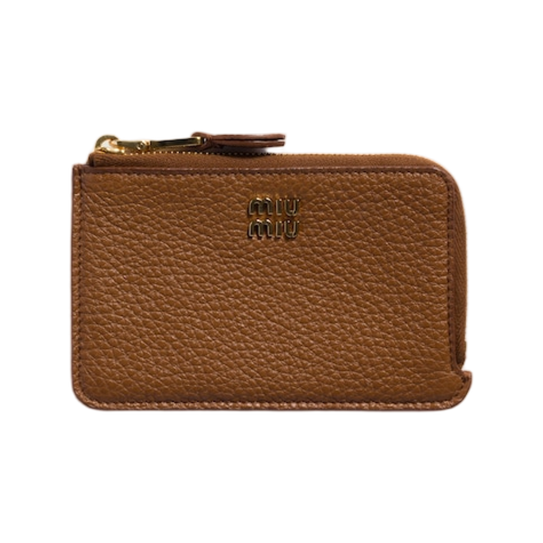 5MB066-ADT7-F0046 (W) Miu Miu Leather Pouch Card Holder Cognac