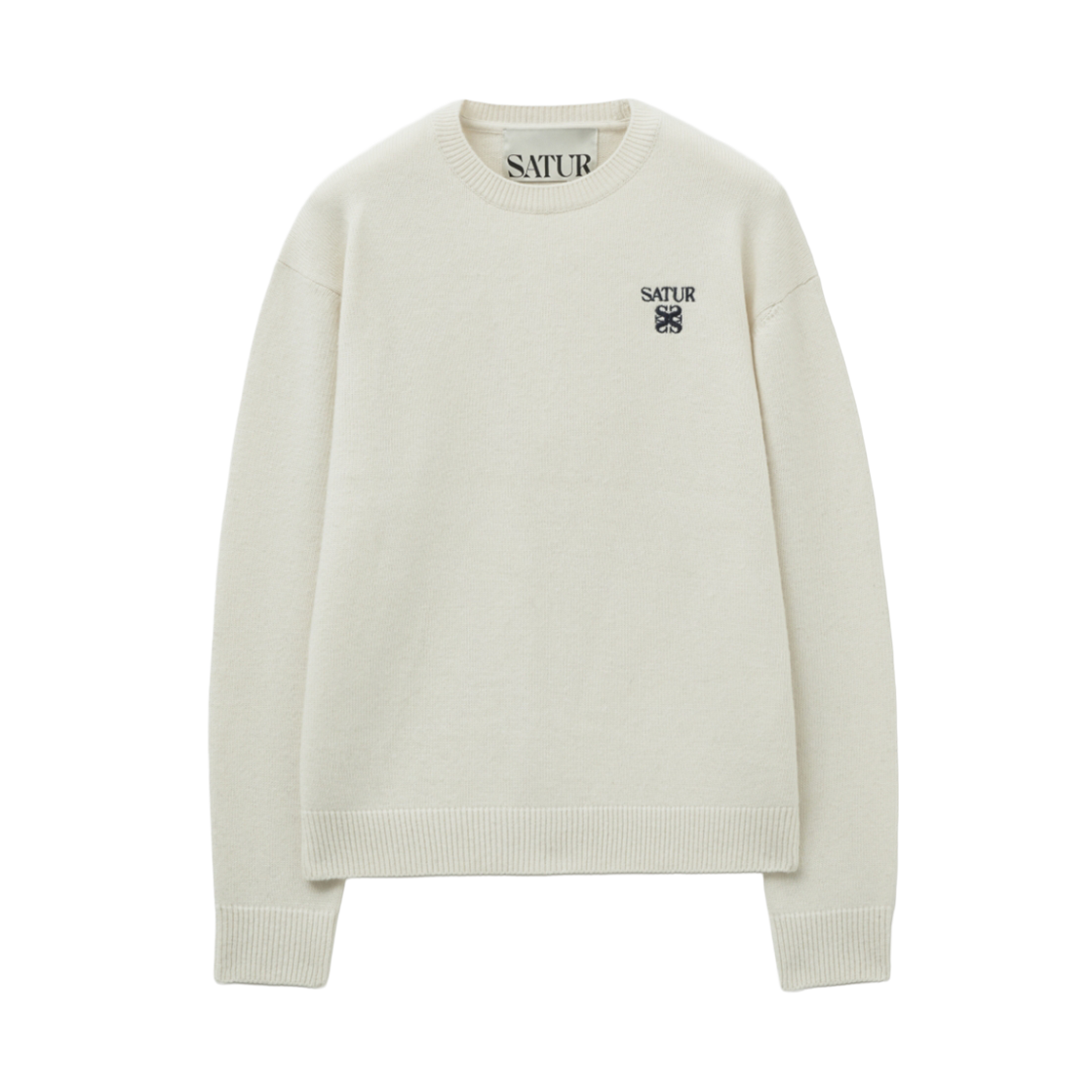 SA253UKT11WHT0 SATUR Loren Classic Logo Knit White