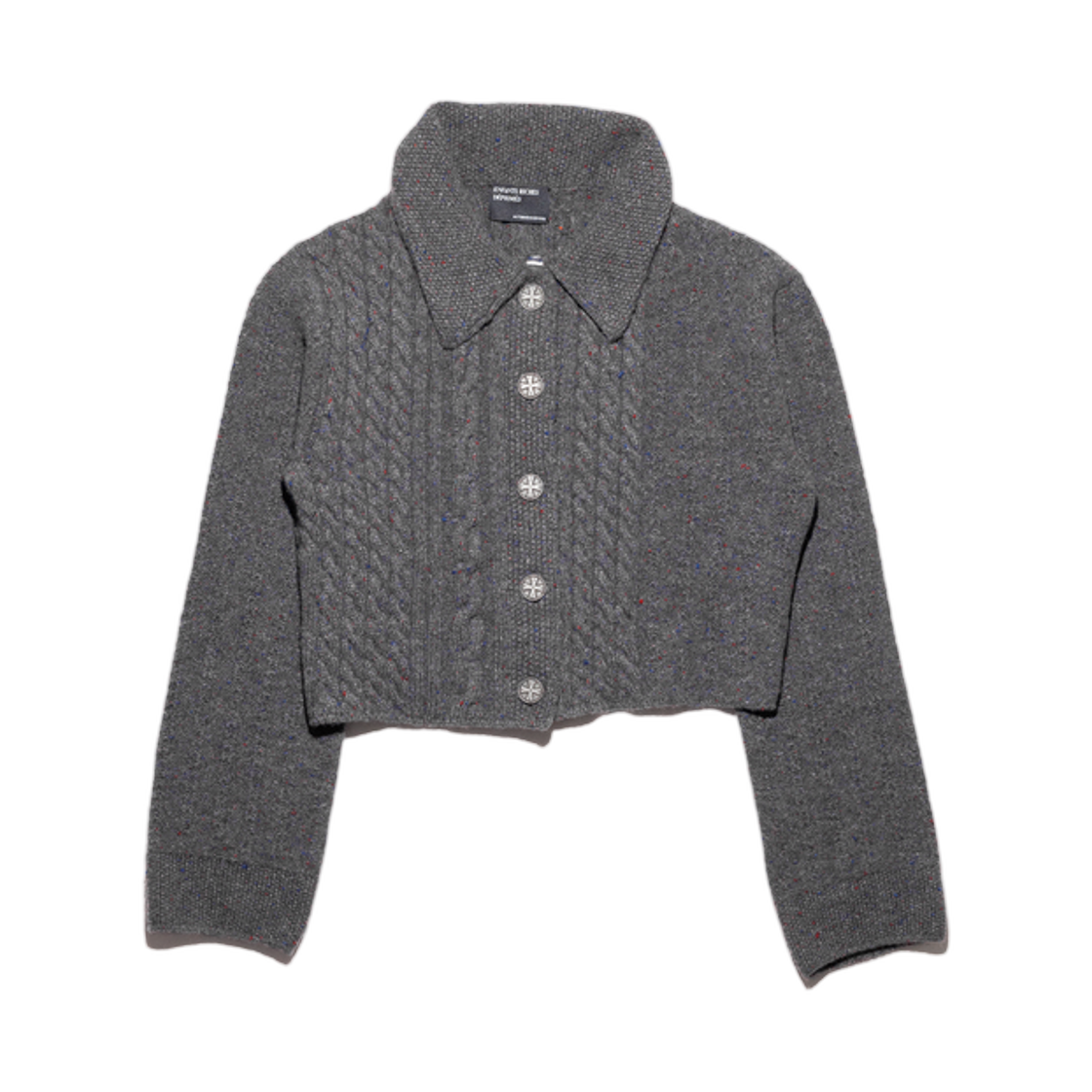 (W) 앙팡 리쉬 데프리메 칼라드 크롭 가디건 트위드 그레이((W) Enfants Riches Deprimes Collared Cropped Cardigan Tweed Gray) - 1