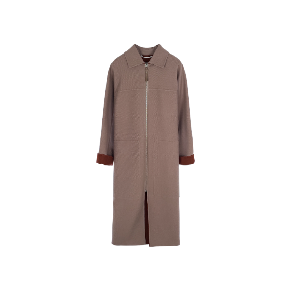 ITGJOFNNWMPA Hermes Mentu Double Long Zipper Coat 34 Greige