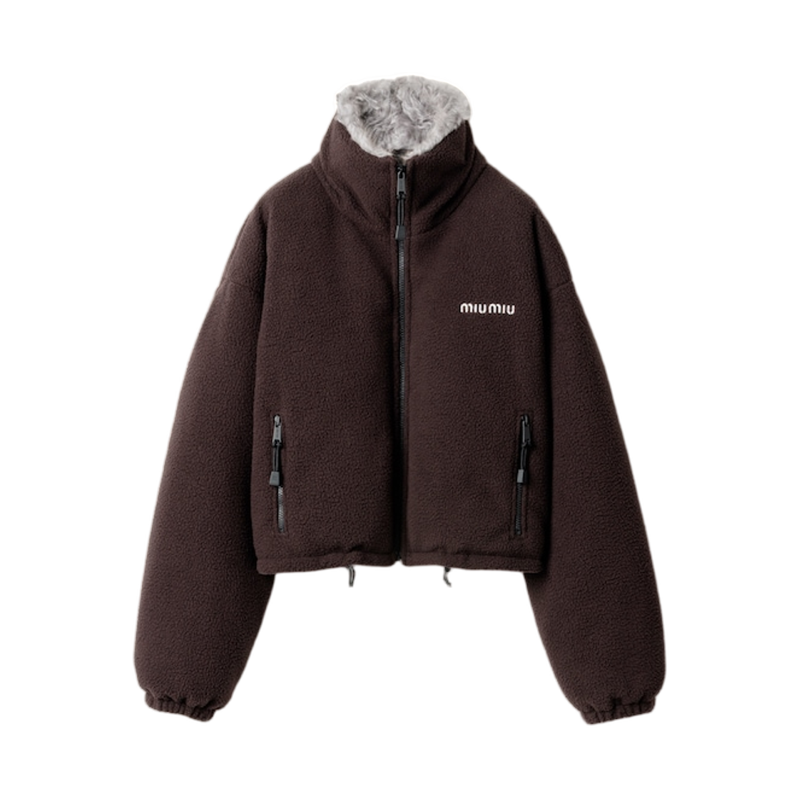 (W) 미우 미우 플리스 다운 자켓 에보니((W) Miu Miu Fleece Down Jacket Ebony) - 1