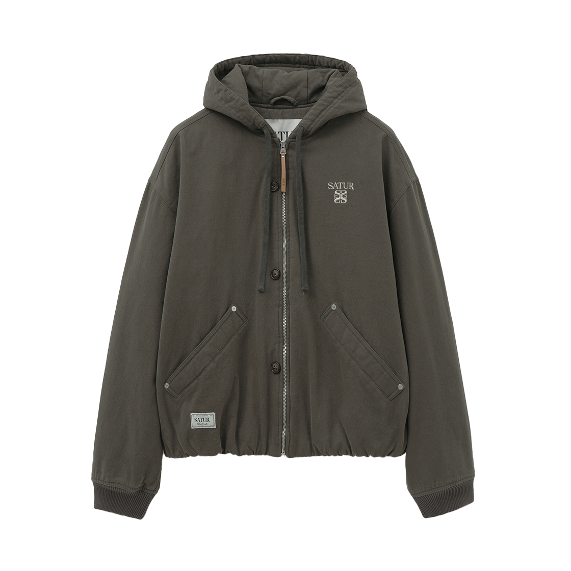 세터 테오 패디드 후드 집업 차콜(SATUR Teo Padded Hooded Zip-Up Charcoal)
