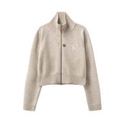 SATUR W Signature Logo Knit Zip-up Beige