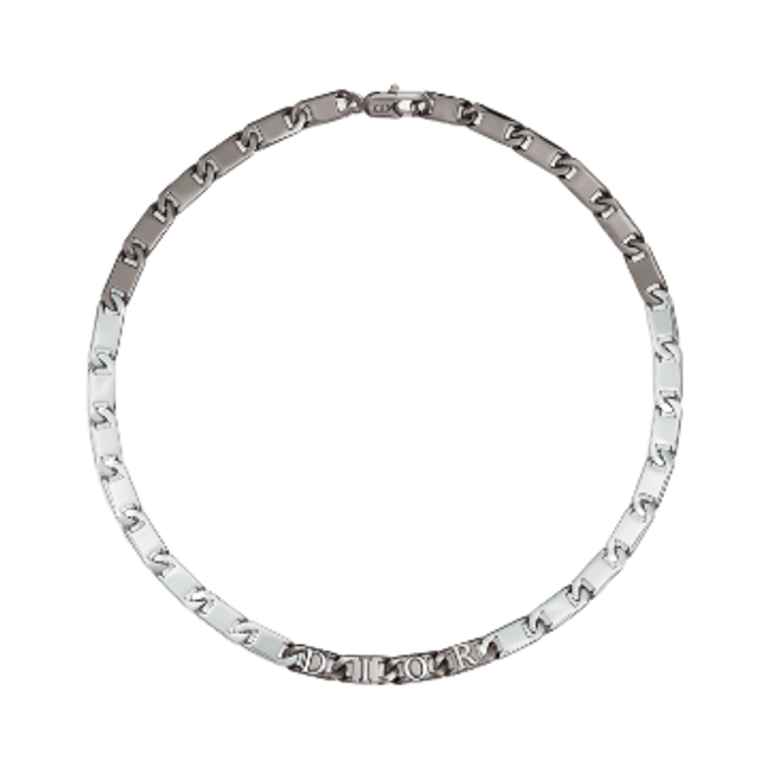 디올 콘트라스트 체인 링크 네클리스 루테늄 앤 실버 피니쉬 브래스(Dior Contrast Chain Link Necklace Ruthenium and Silver Finish Brass) - 1