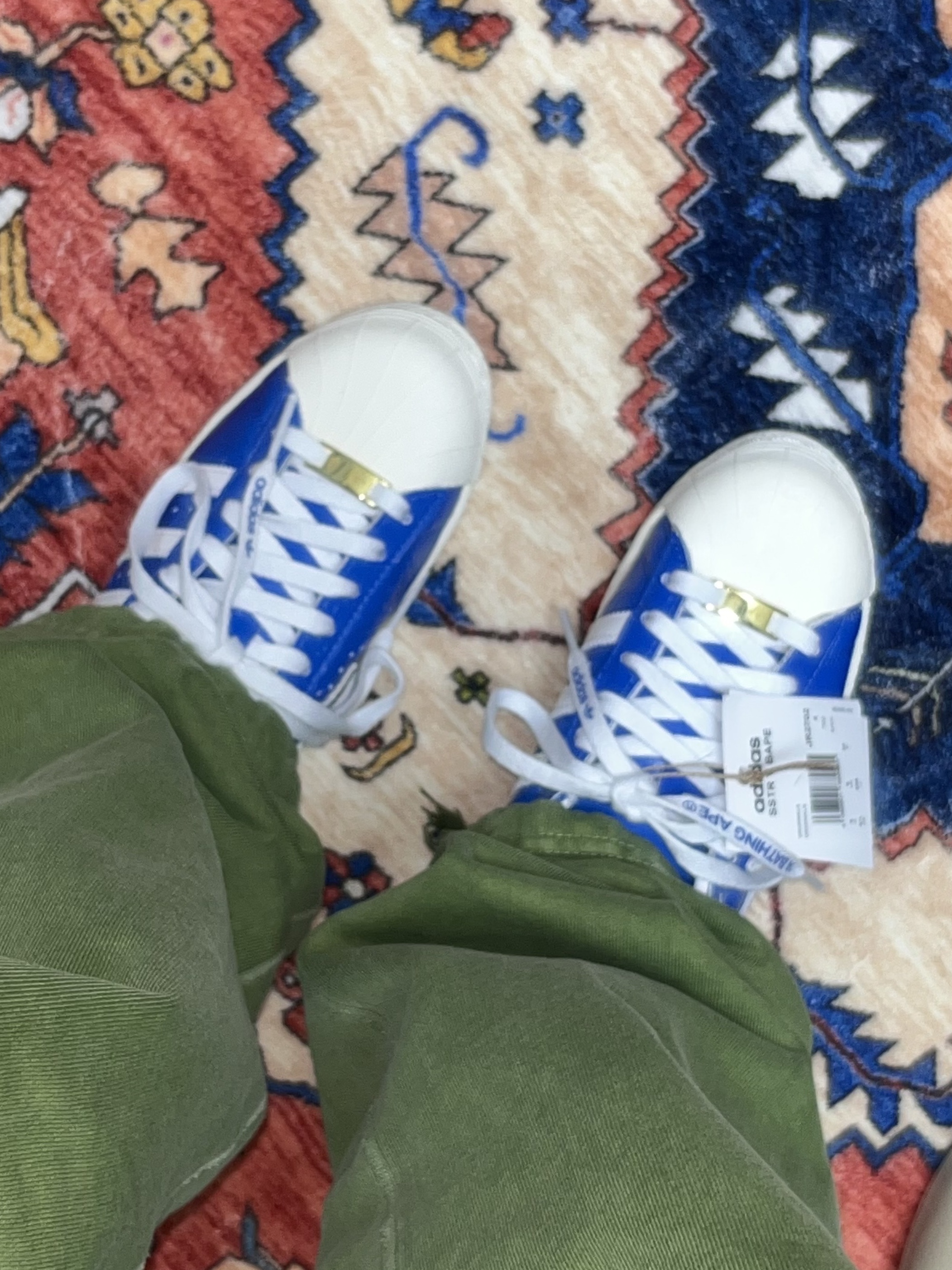 Adidas x BAPE Superstar Vintage Blue Cloud White, Porter Classic Super Nylon Shoulder Bag M Blue 착용 스타일 - 3