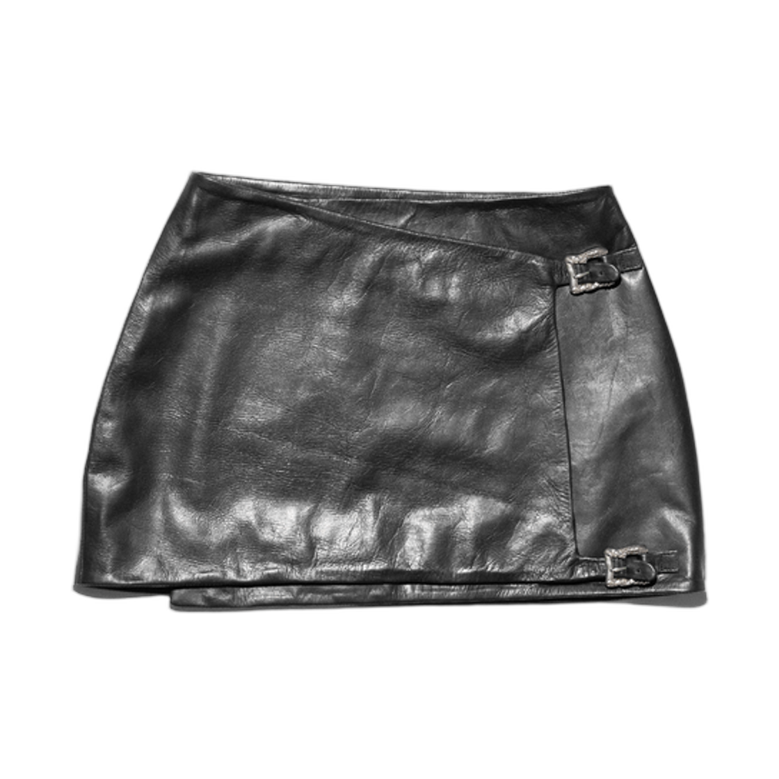 (W) 앙팡 리쉬 데프리메 레더 사이드 버클 미니 스커트 블랙((W) Enfants Riches Deprimes Leather Side Buckle Mini Skirt Black) - 1