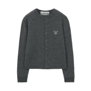 SATUR Loren Wool Blend Crew Neck Knit Cardigan Charcoal