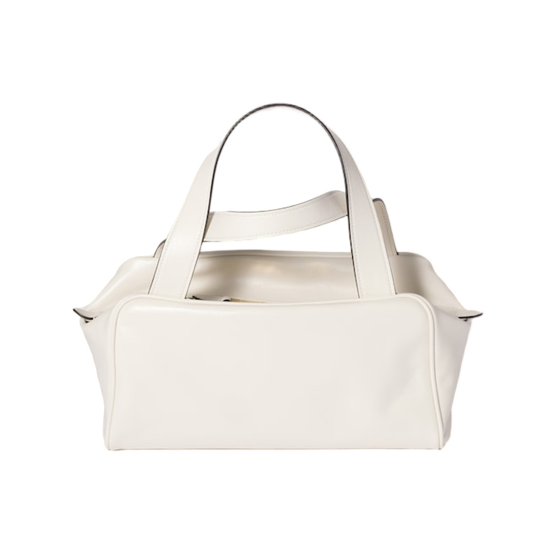 (W) 미우 미우 레더 탑 핸들 백 화이트((W) Miu Miu Leather Top Handle Bag White) - 3
